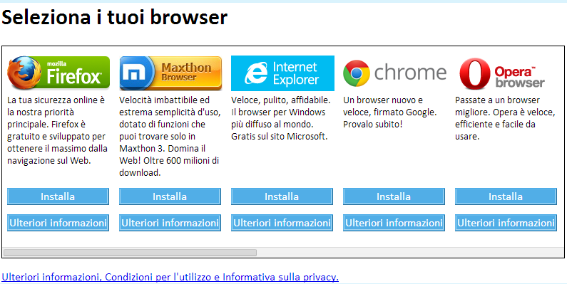 scelta dei browser